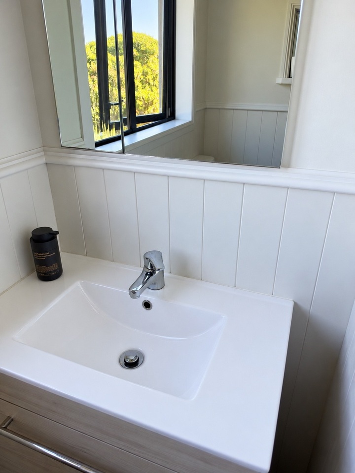 Basin and mirror — after
